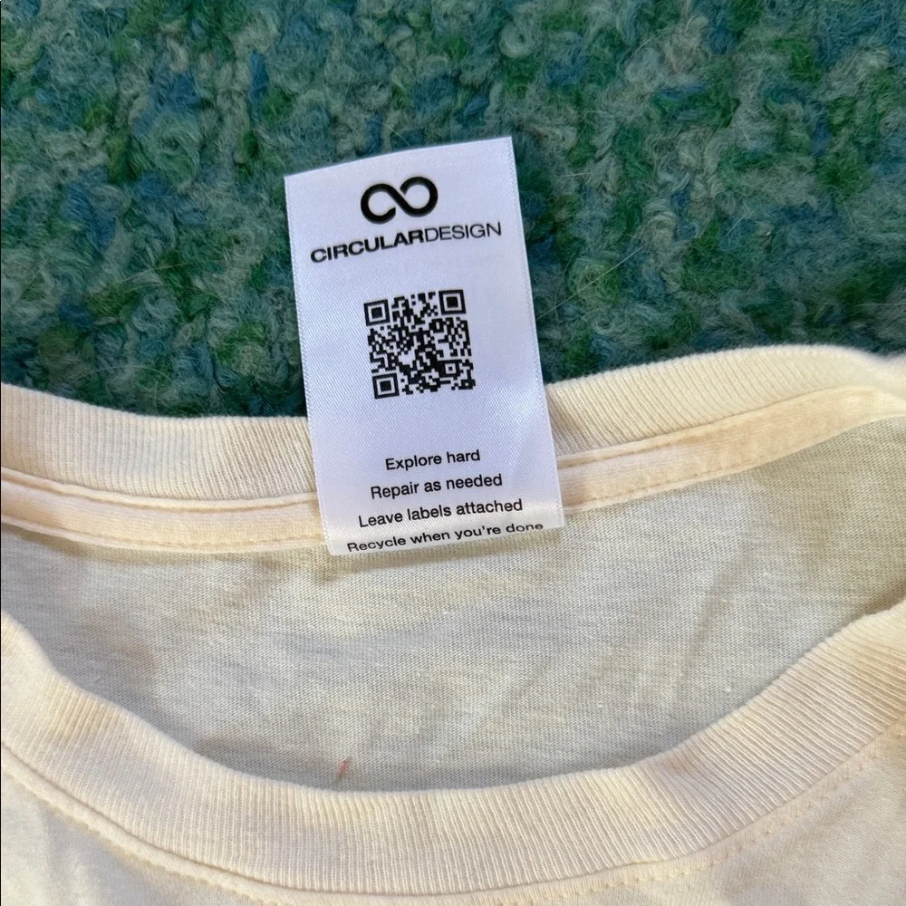 The North Face Men's Long Sleeve Logo Tee in Cream with Black Logo